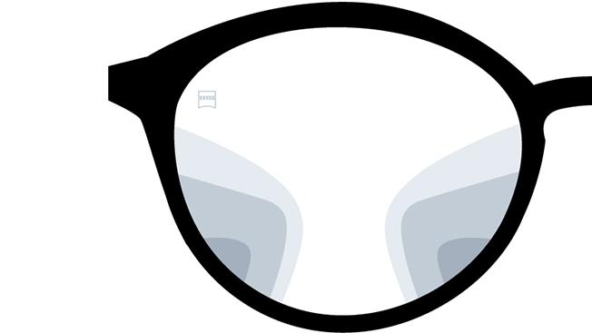 Visualisation of ZEISS Progressive Precision Plus lenses. The image shows the look through the lenses.