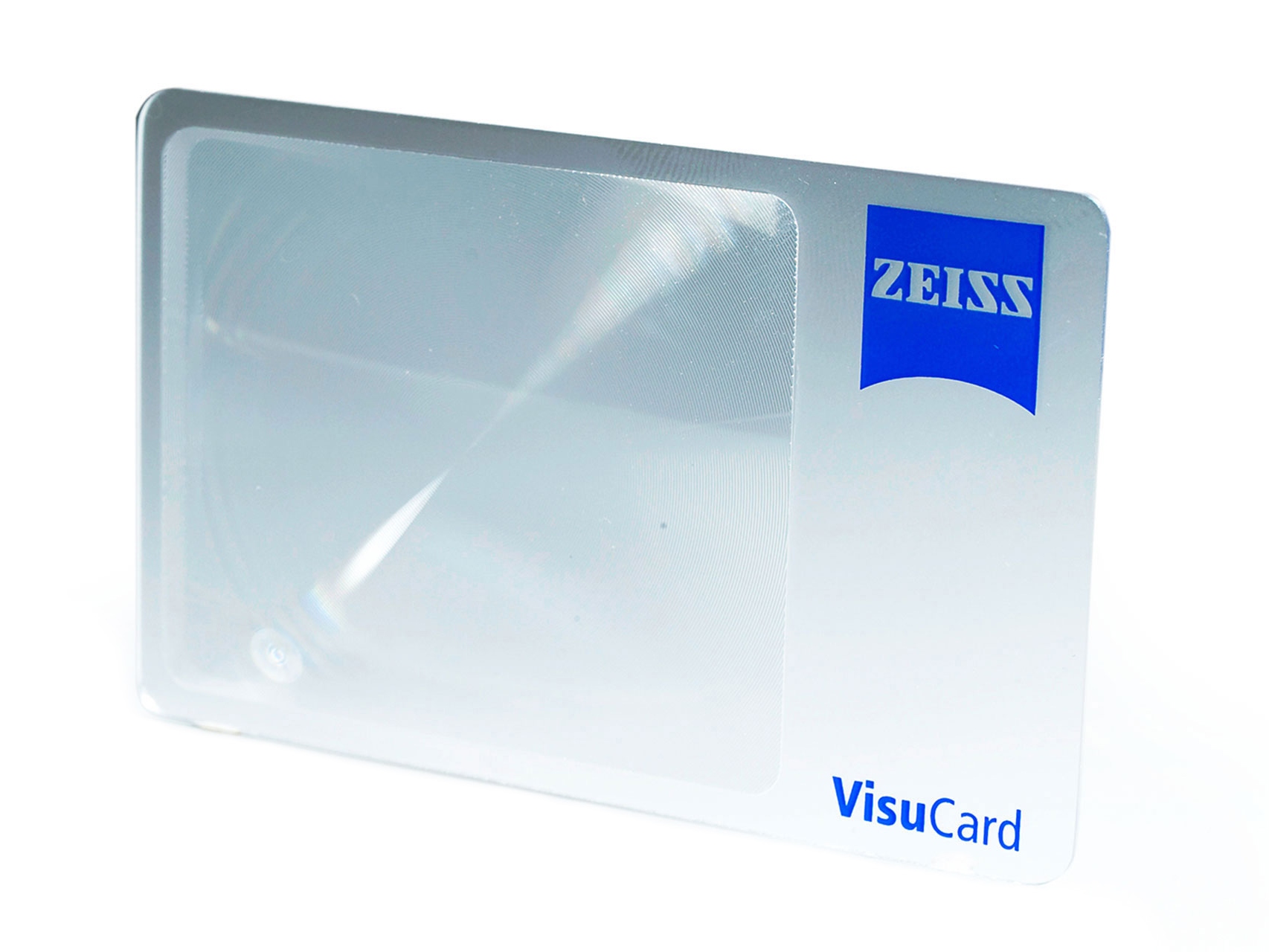 Magnifier by ZEISS in cheque card format.